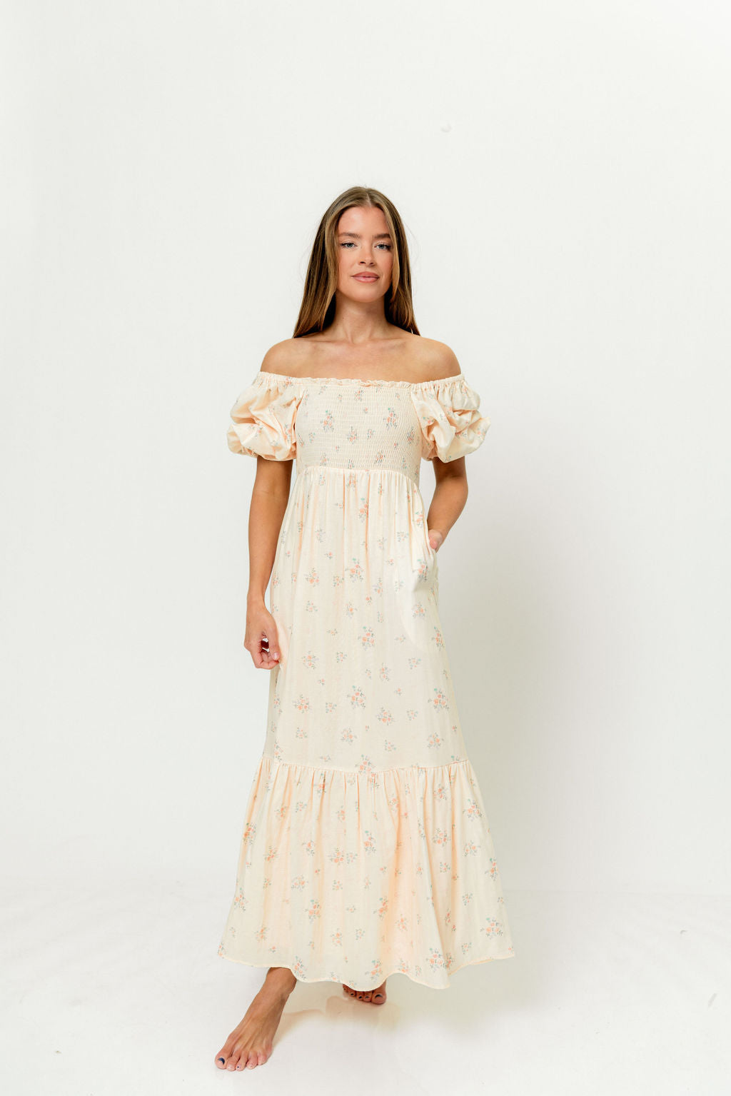 Livvy 100% Cotton Dress in Peach