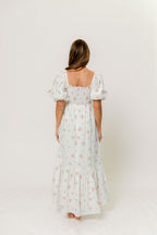 Livvy 100% Cotton Dress in Off White/Pink Floral (Fully Lined) -Bump Friendly