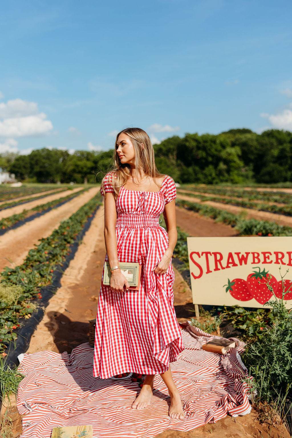 Corey 100% Cotton Dress in Red