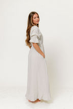 Sienna 100% Cotton Puff Sleeve Maxi Dress in Baby Blue Plaid (Lined) - Bump Friendly