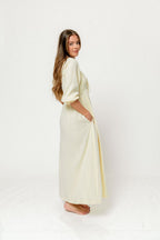 Cecilia 100% Cotton Smocked Maxi Dress in Custard Foliage - Bump Friendly