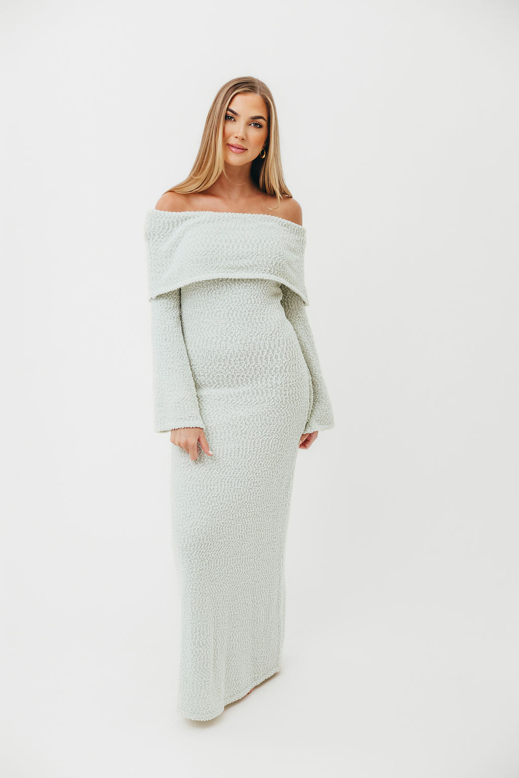 Nora Knit Maxi Dress in Seafoam - Bump Friendly