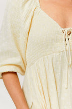 Cecilia 100% Cotton Smocked Maxi Dress in Custard Foliage - Bump Friendly