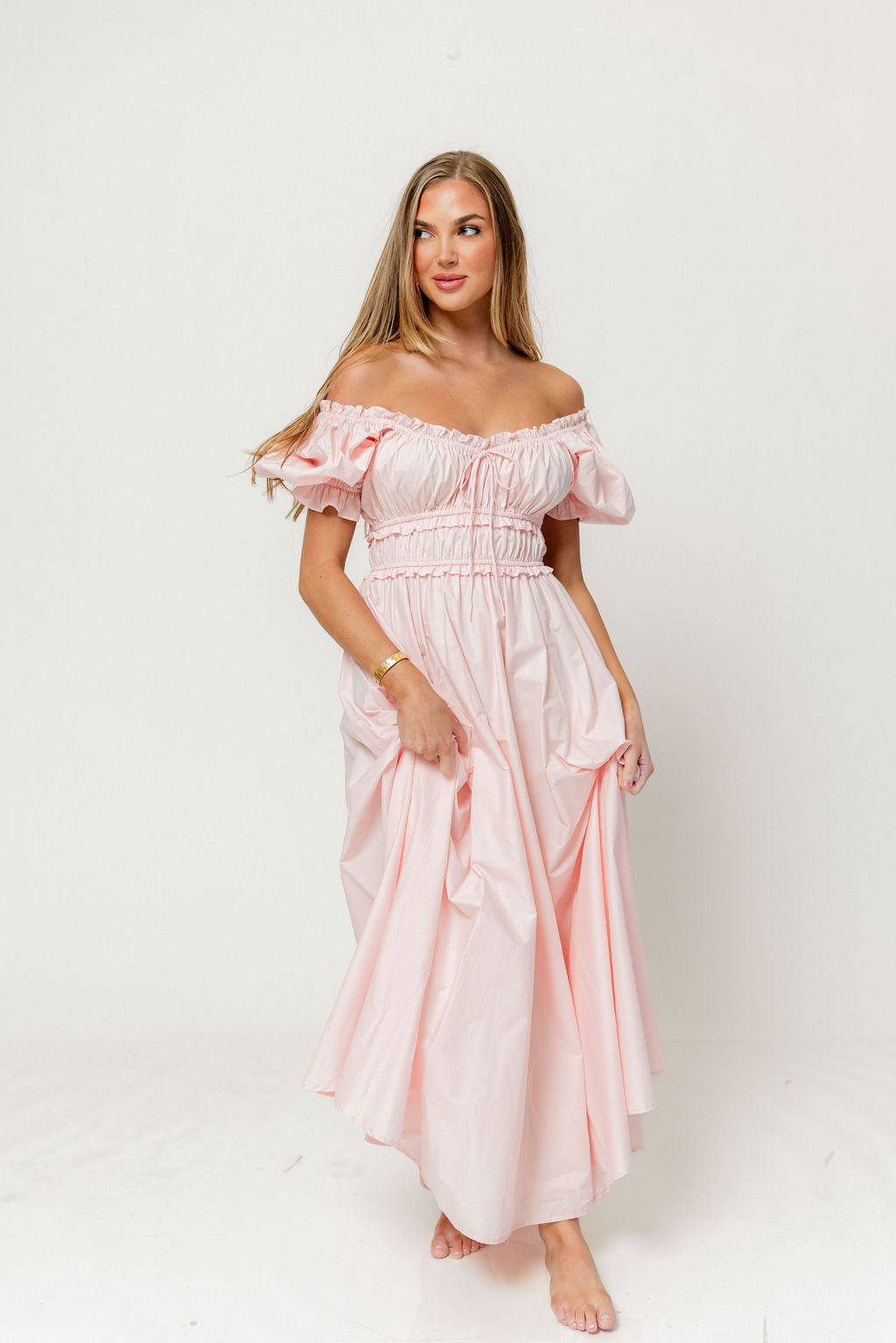 Sydnee Cotton Maxi Dress in Pale Pink - Bump Friendly
