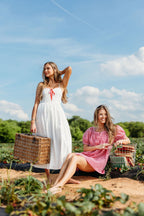 Cerise Maxi Dress in White/Red