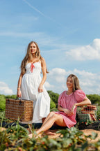Cerise Maxi Dress in White/Red