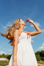 Cerise Maxi Dress in White/Red