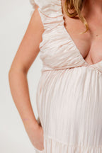 Katy Pleated Bodice Maxi Dress in Peach - Bump Friendly