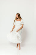 Elena 100% Cotton Midi Dress in Cream - Bump Friendly
