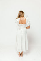 Elena 100% Cotton Midi Dress in Cream - Bump Friendly