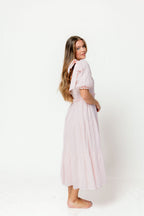 Elena 100% Cotton Midi Dress in Pale Pink - Bump Friendly