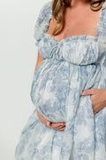 Olivia Maxi Dress in Blue Floral - Bump Friendly