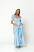Olivia 100% Cotton Maxi Dress in Light Blue - Bump Friendly