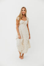 Marley 100% Cotton Midi Dress in Ivory/Blue - Bump Friendly
