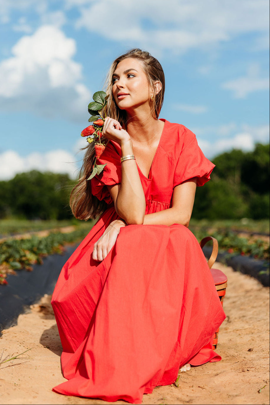 Louve Maxi Dress in Red - Bump Friendly