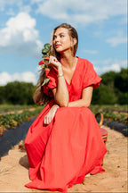 Louve Maxi Dress in Red - Bump Friendly