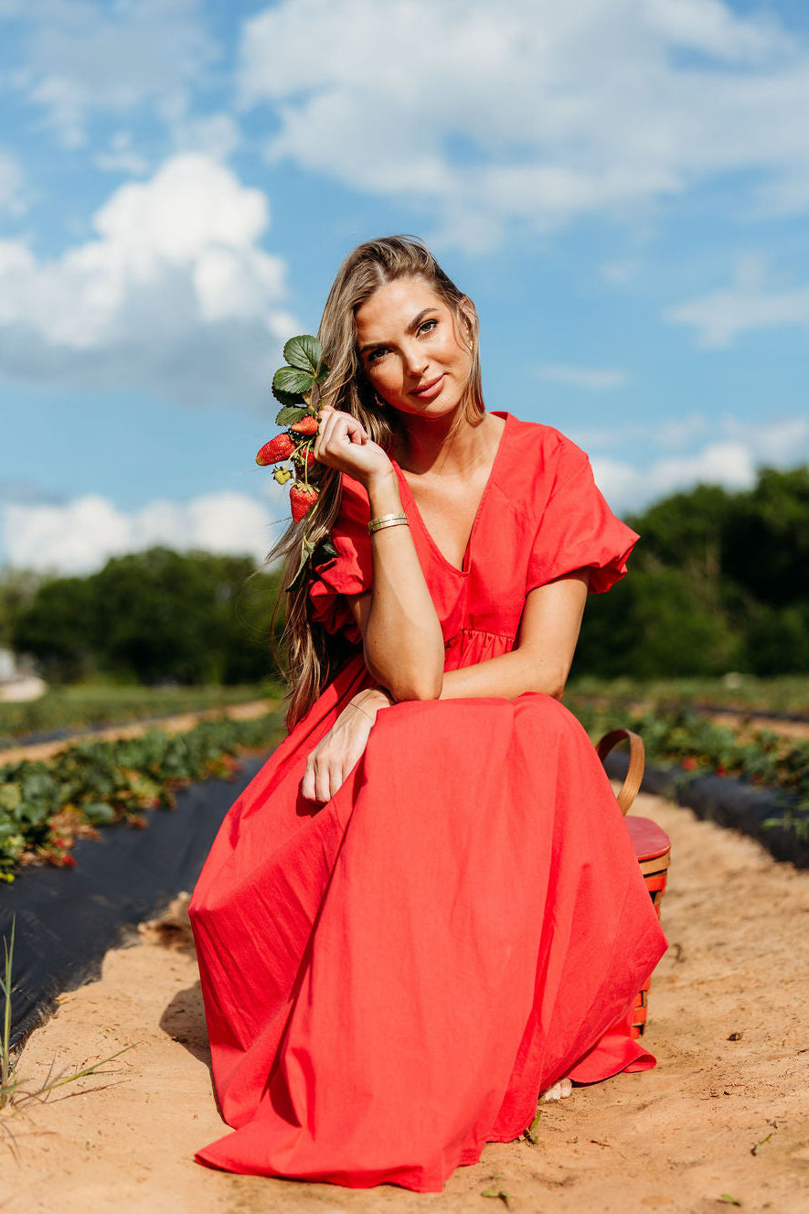 Louve Maxi Dress in Red - Bump Friendly