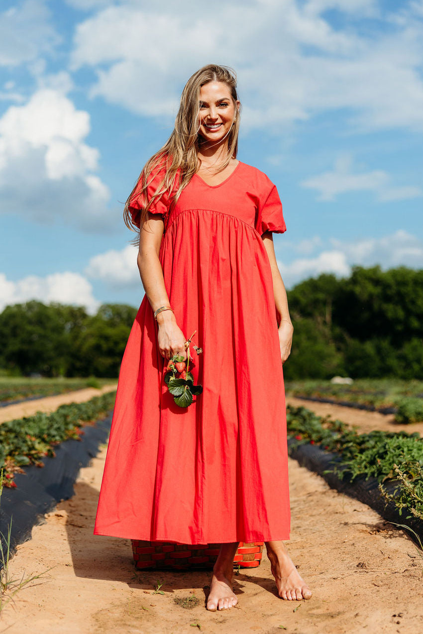 Louve Maxi Dress in Red - Bump Friendly
