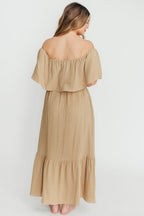 Josie 100% Cotton Maxi Dress in Khaki
