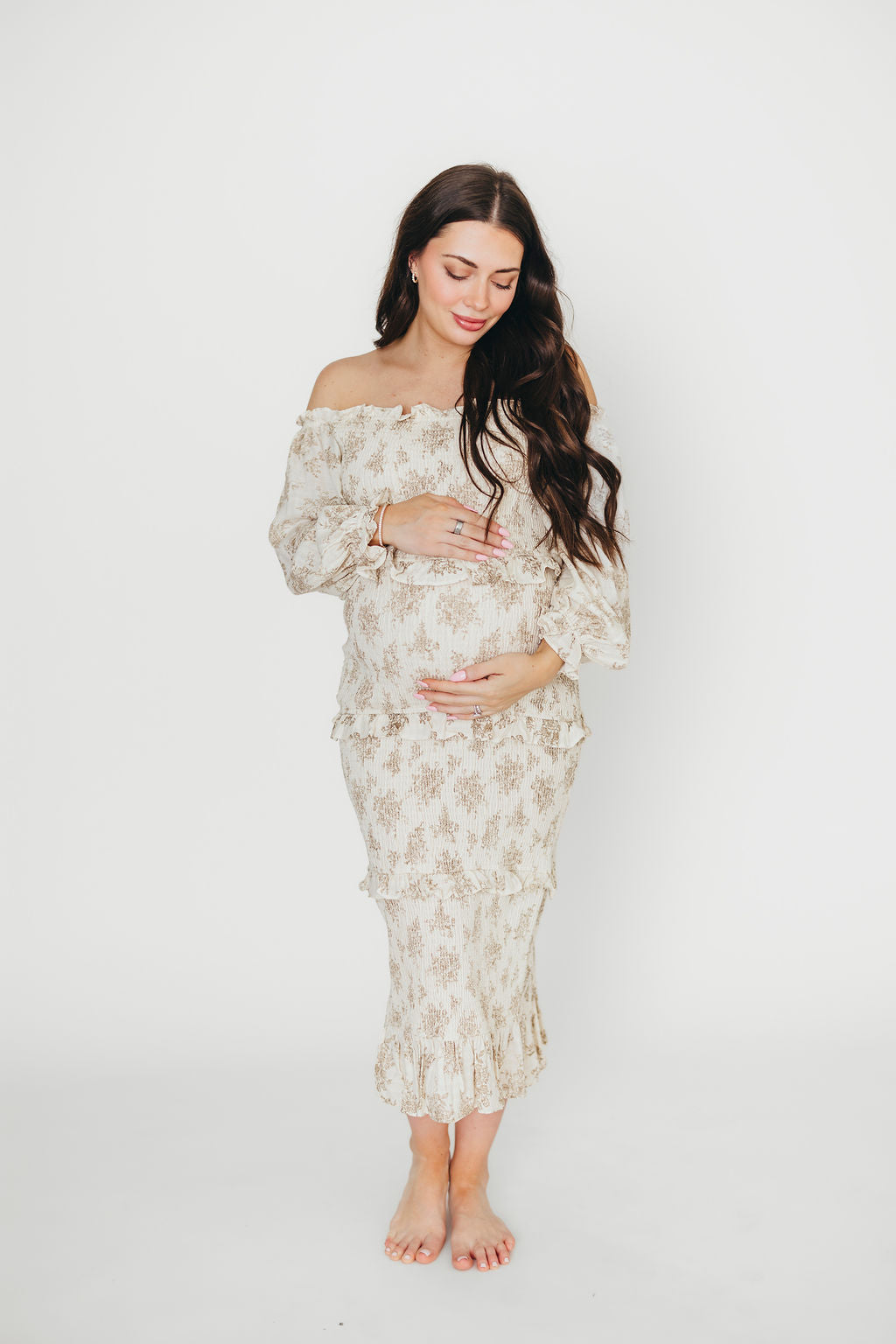The Chloe Midi Dress in Brown - Bump Friendly *Final-Sale*