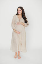 Hunter 100% Cotton Midi Dress in Natural Plaid - Bump Friendly