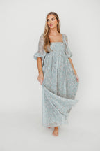 Mona Maxi Dress with Smocking in Sage Green Floral - Bump Friendly