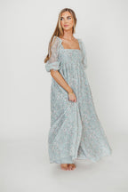 Mona Maxi Dress with Smocking in Sage Green Floral - Bump Friendly