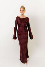Georgie Polka Dot Maxi Dress in Burgundy