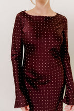 Georgie Polka Dot Maxi Dress in Burgundy