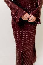 Georgie Polka Dot Maxi Dress in Burgundy