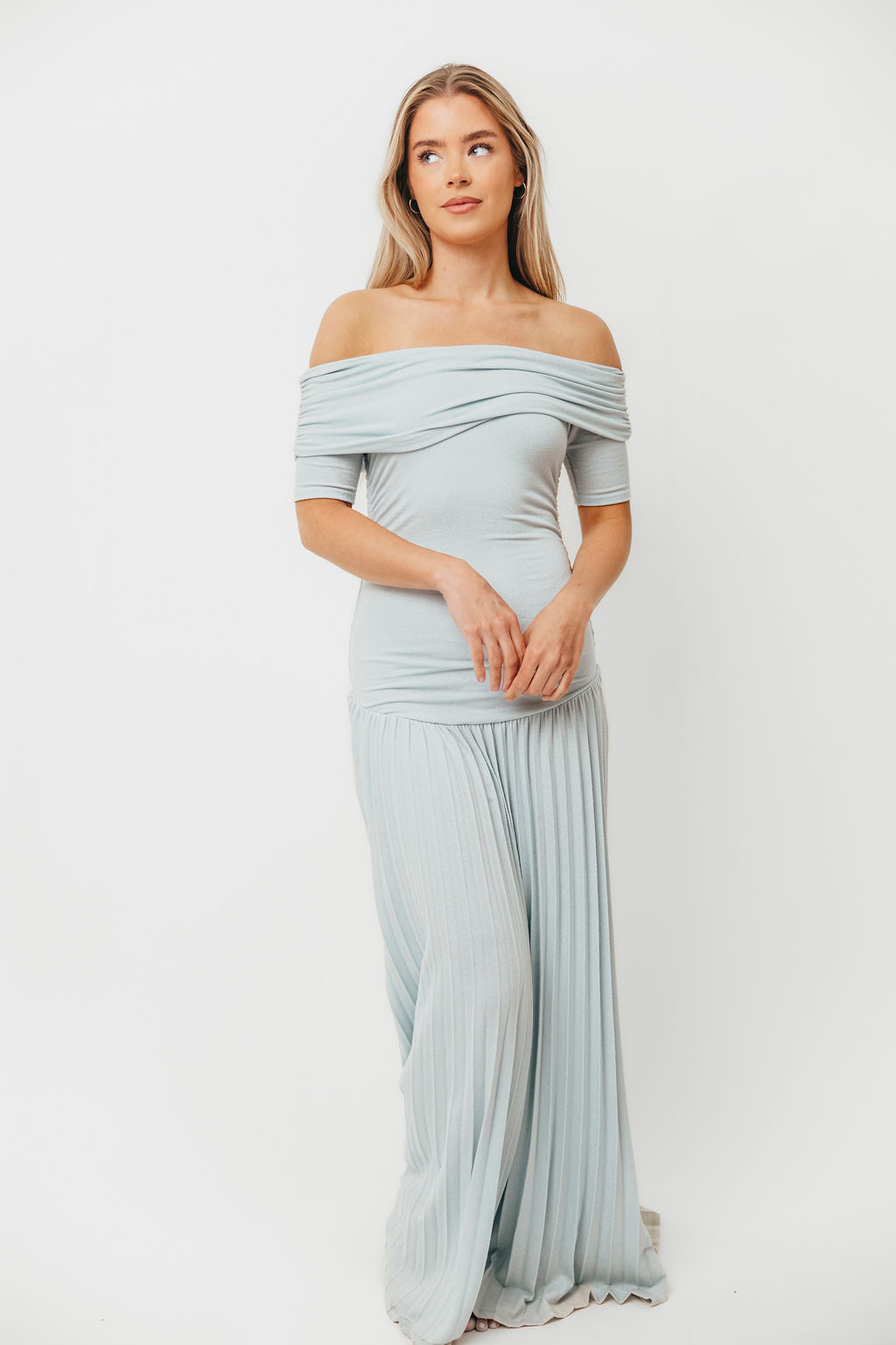 The Lennox Maxi Dress in Dusty Blue - Bump Friendly
