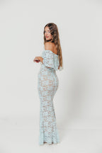 Reverie Lace Maxi Dress in Pale Blue