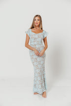 Evermore Lace Maxi Dress in Pale Blue