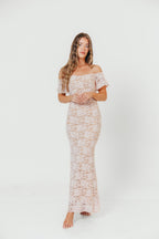Evermore Lace Maxi Dress in Pale Pink