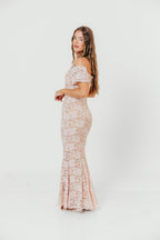 Evermore Lace Maxi Dress in Pale Pink