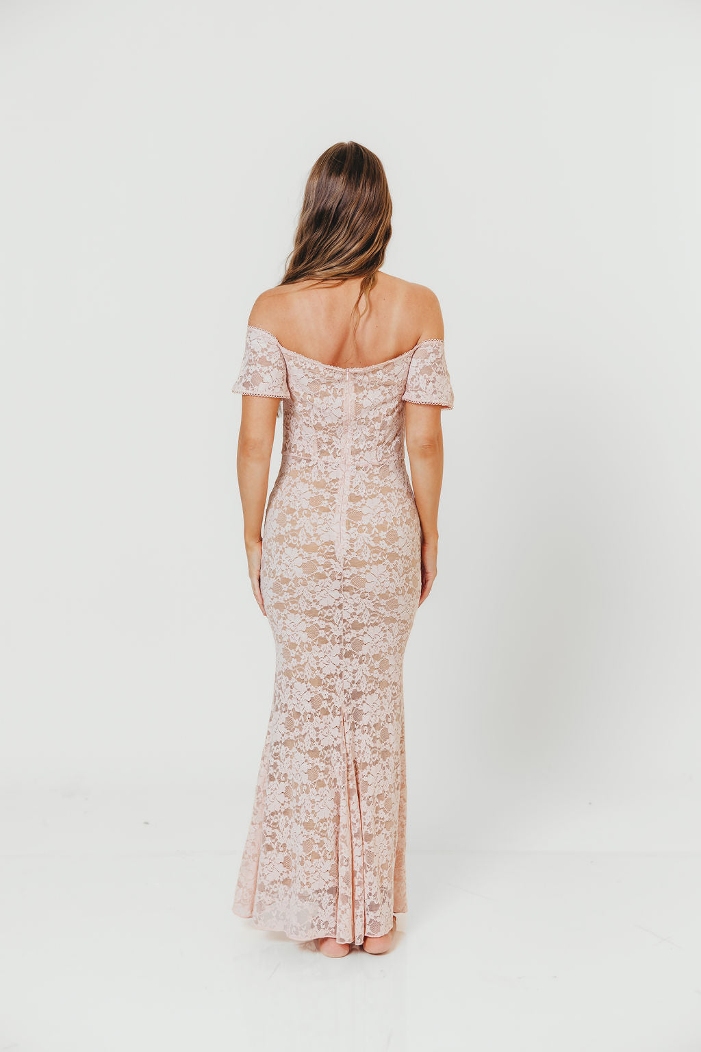 Evermore Lace Maxi Dress in Pale Pink