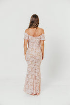 Evermore Lace Maxi Dress in Pale Pink