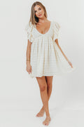 Linden Flutter Babydoll Mini Dress in Cream