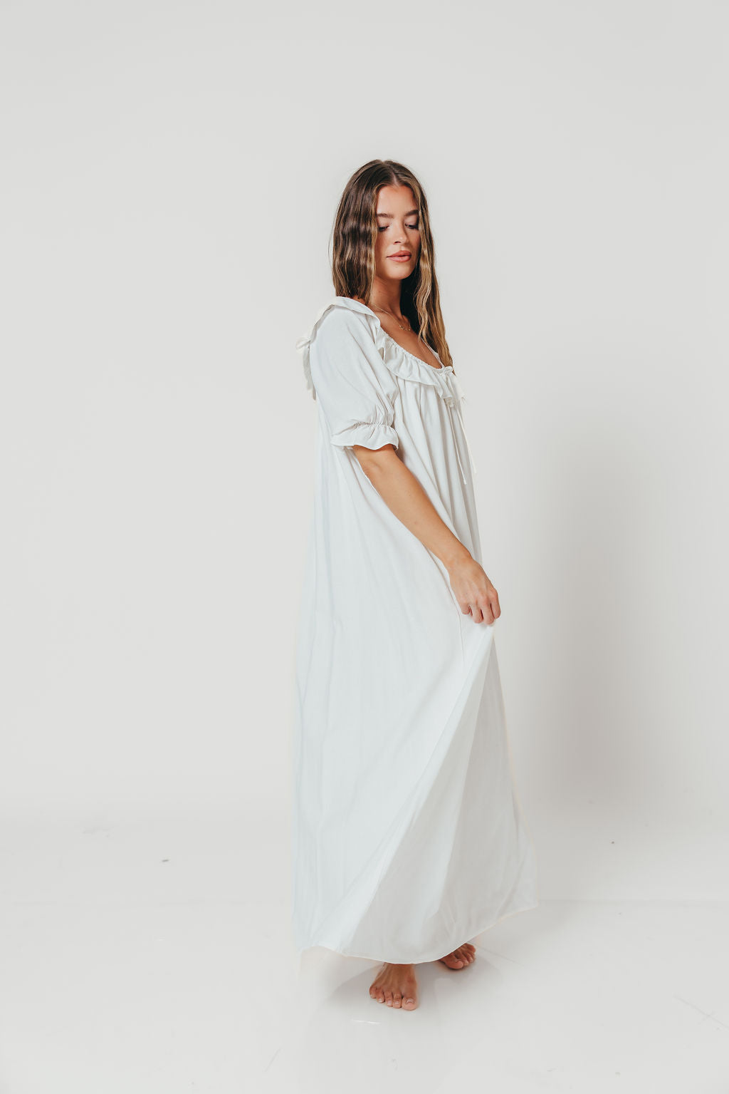 Audrey Linen Blend Maxi Dress in Off-White