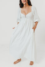 Cecilia Maxi Dress in Off-White - Bump Friendly