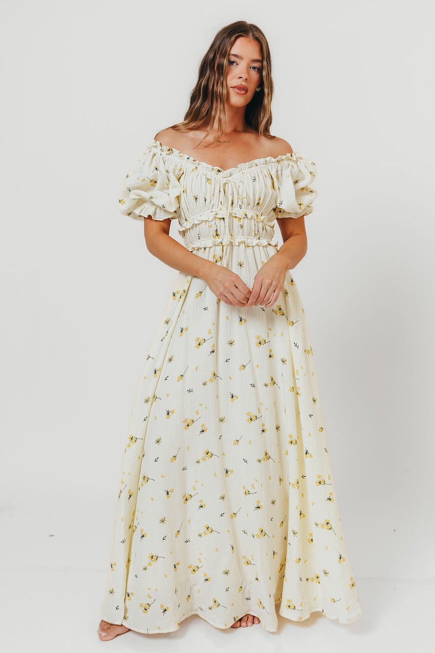 Sydnee Maxi Dress in Yellow Floral - Bump Friendly & Inclusive Sizing