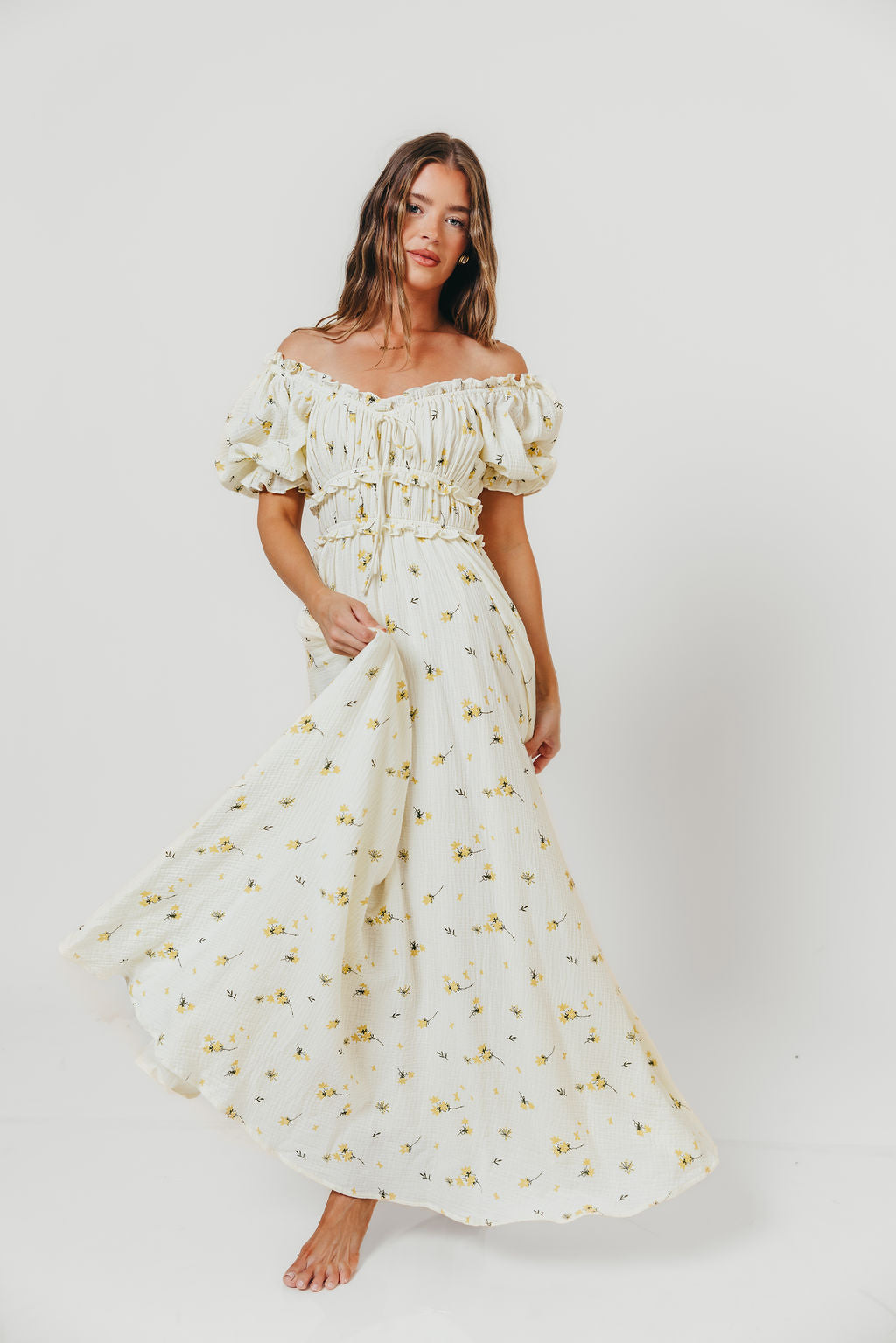 Sydnee Maxi Dress in Yellow Floral - Bump Friendly & Inclusive Sizing
