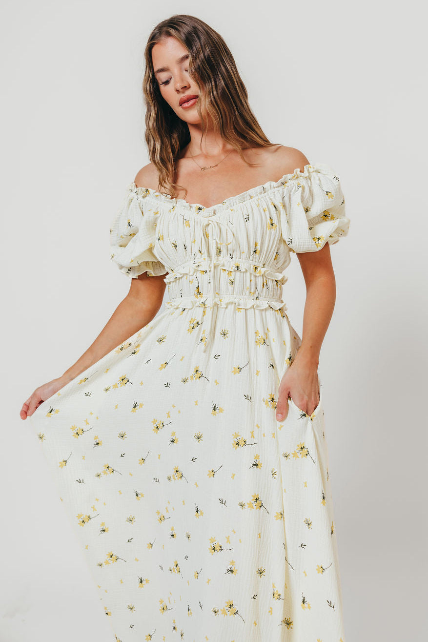 Sydnee Maxi Dress in Yellow Floral - Bump Friendly & Inclusive Sizing