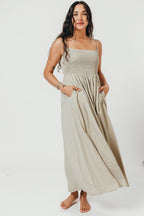 Josefina Smocked Maxi Dress in Sage - Bump Friendly