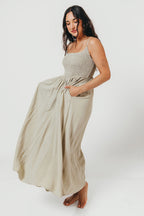 Josefina Smocked Maxi Dress in Sage - Bump Friendly