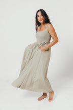 Josefina Smocked Maxi Dress in Sage - Bump Friendly