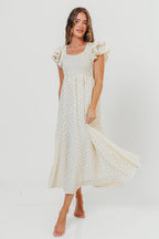 Mikel 100% Cotton Floral Maxi Dress in Pink