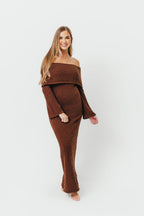 Nora Knit Maxi Dress in Chocolate Brown - Bump Friendly