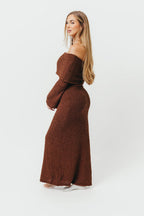 Nora Knit Maxi Dress in Chocolate Brown - Bump Friendly