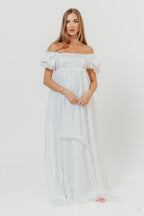 Maison Monochromatic Babydoll Maxi Dress in White